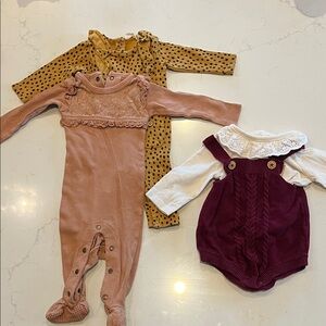 3 cute 0-3 month girl bundle